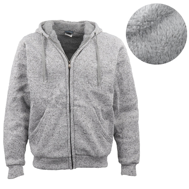 Men's Thick Zip Up Hooded Hoodie w Winter Sherpa Fur Jumper Coat Jacket Sweater, Dark Grey, XL