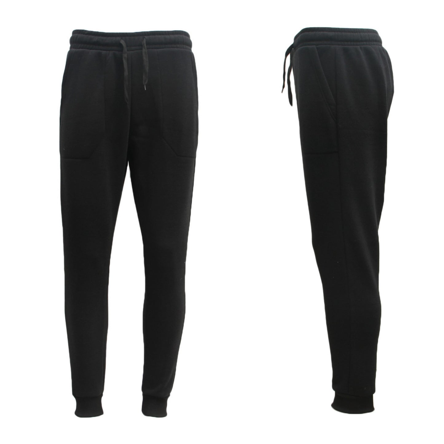 Mens Unisex Fleece Lined Sweat Track Pants Suit Casual Trackies Slim Cuff XS-6XL, Black, S