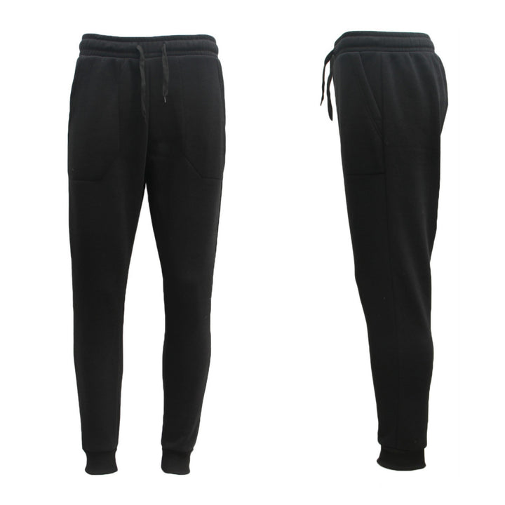 Mens Unisex Fleece Lined Sweat Track Pants Suit Casual Trackies Slim Cuff XS-6XL, Black, 2XL