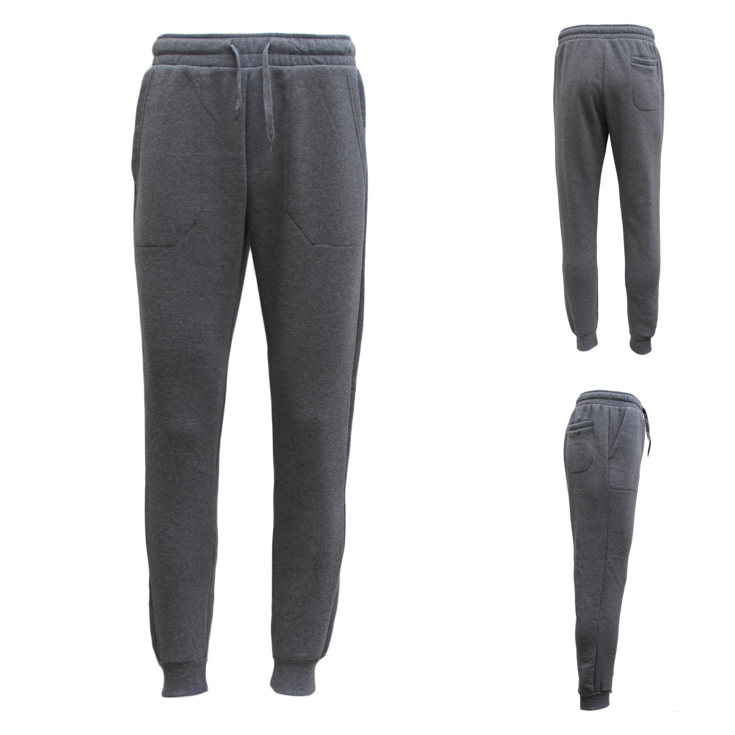 Mens Unisex Fleece Lined Sweat Track Pants Suit Casual Trackies Slim Cuff XS-6XL, Dark Grey, XL