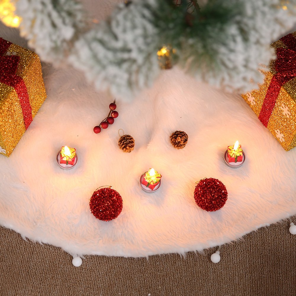 60/78/90/122cm Christmas Snow Plush Tree Skirt Xmas Base Floor Mat Cover Decor, 60cm (23.6")