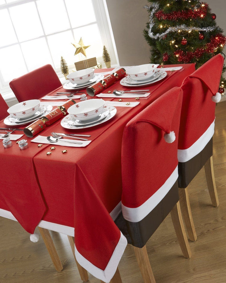 Christmas Chair Covers Tablecloth Runner Decoration Xmas Dinner Party Santa Gift, 6x Chair Covers