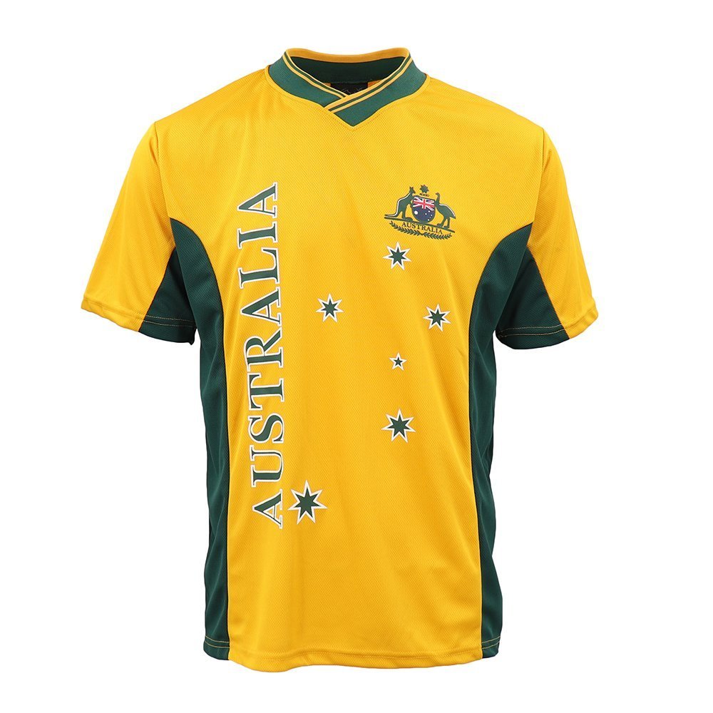 Adults Kids Men's Sports Soccer Rugby Jersy T Shirt Australia Day Polo Souvenir, Gold, XL