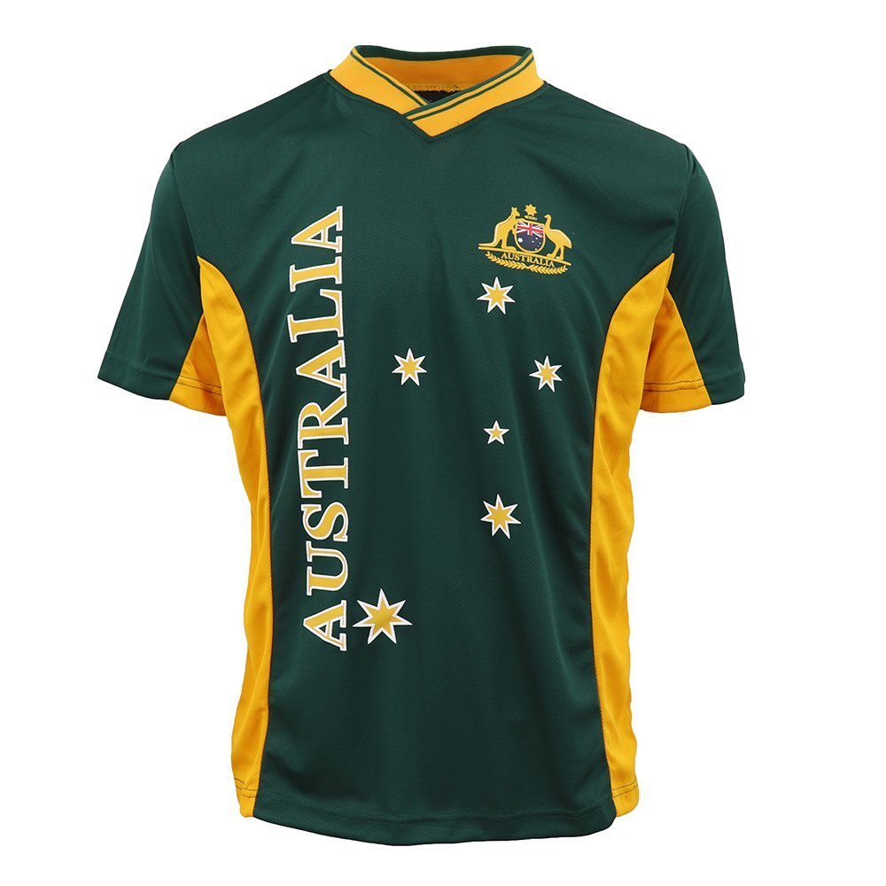 Adults Kids Men's Sports Soccer Rugby Jersy T Shirt Australia Day Polo Souvenir, Green, L