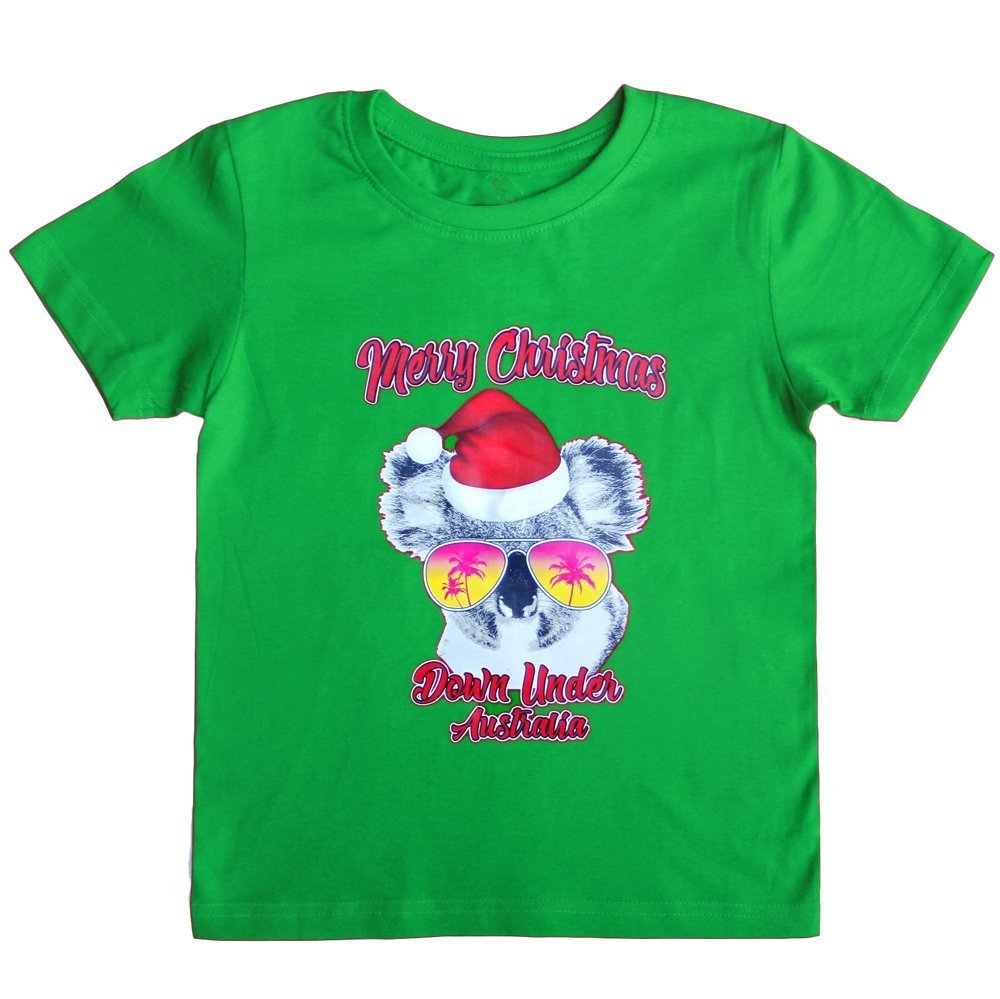 New Funny Adult Xmas Christmas T Shirt Tee Mens Womens 100% Cotton Jolly Ugly, Koala Sunglass (Green), XS