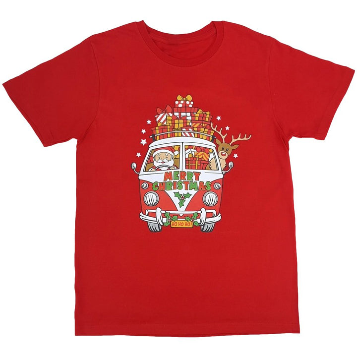 New Funny Adult Xmas Christmas T Shirt Tee Mens Womens 100% Cotton Jolly Ugly, Santa Drive Kombi (Red), S