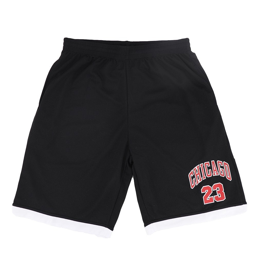 Men's Basketball Sports Shorts Gym Jogging Swim Board Boxing Sweat Casual Pants, Black - Chicago 23, L