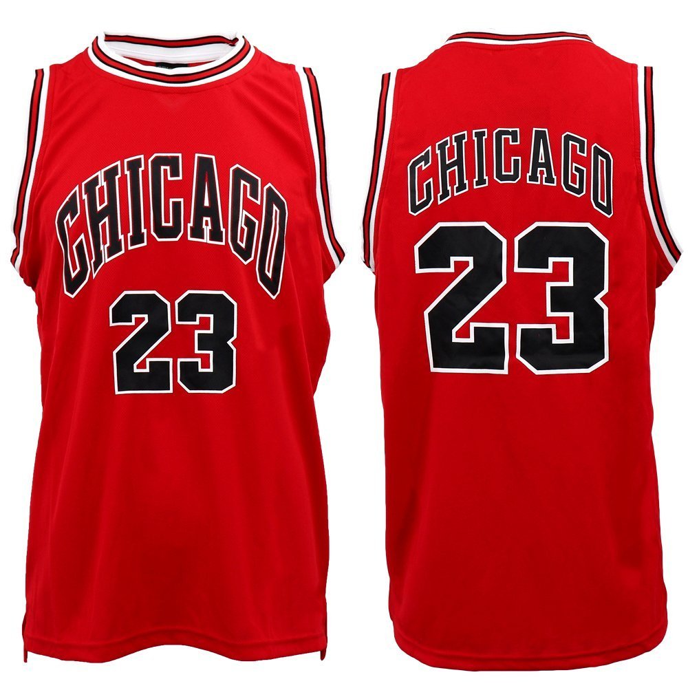 New Men's Basketball Jersey Sports T Shirt Tee Vest Tops Gym Chicago Los Angeles, Black - Chicago 23, S