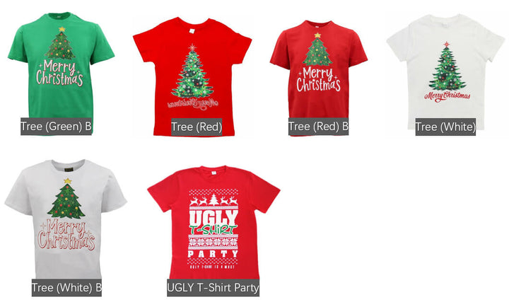 New Funny Adult Xmas Christmas T Shirt Tee Mens Womens 100% Cotton Jolly Ugly, Tree (Red), XS