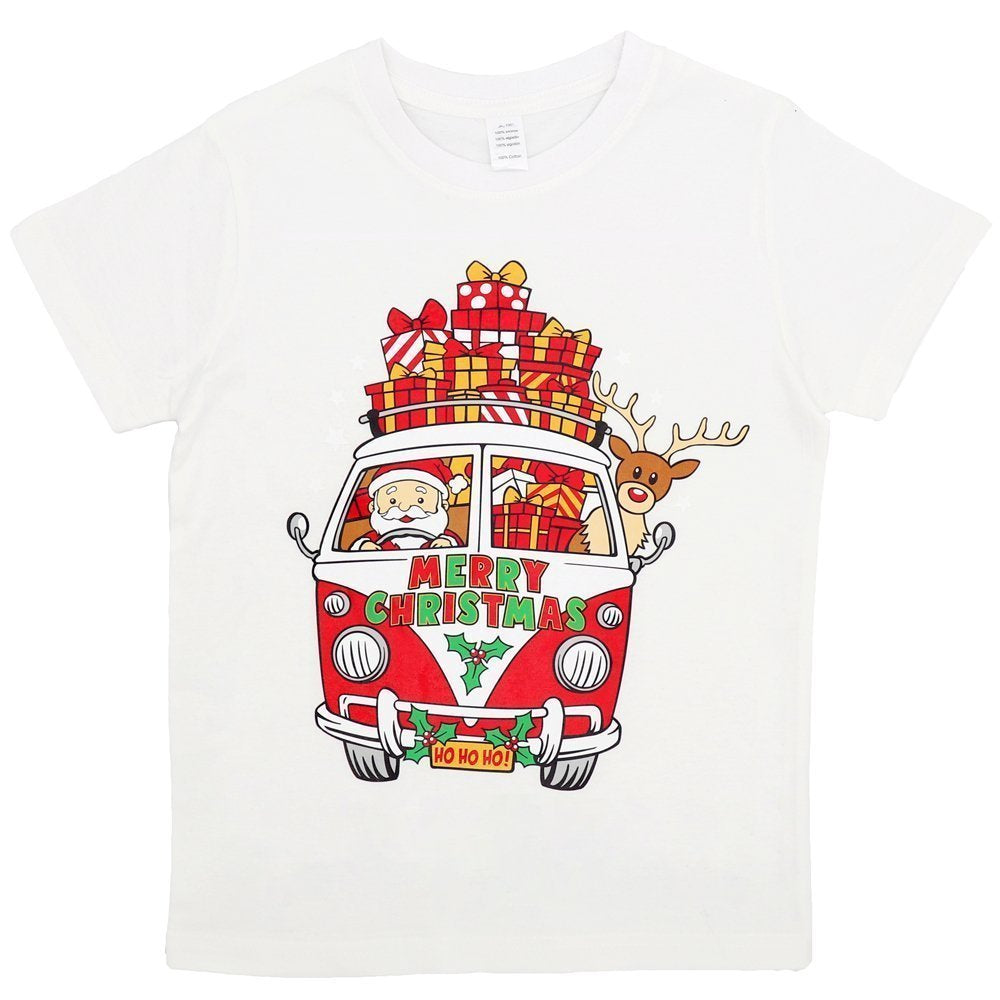 New Funny Adult Xmas Christmas T Shirt Tee Mens Womens 100% Cotton Jolly Ugly, Santa Drive Kombi (White), 3XL