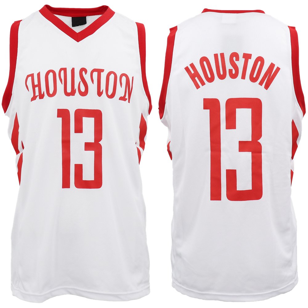 New Men's Basketball Jersey Sports T Shirt Tee Vest Tops Gym Chicago Los Angeles, Red - Houston 13, S