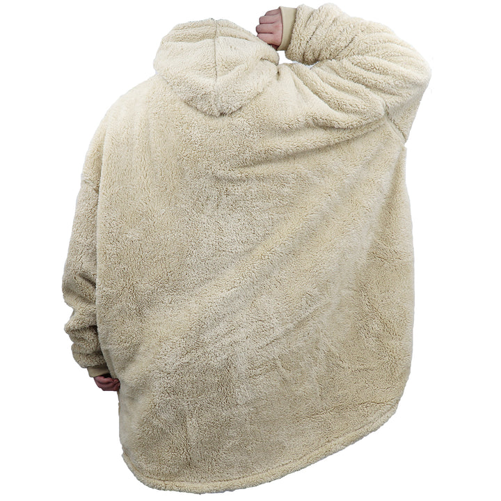 Oversized Soft Pullover Plain Hoodie Warm Fleece Blanket Plush Winter Sweatshirt, Light Grey, Adult