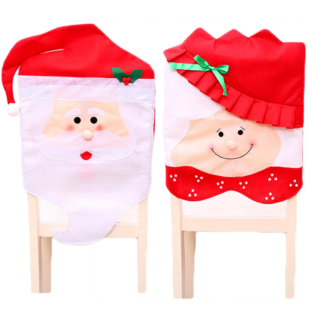 6x Christmas Cute Lady Santa Hat Chair Covers Dinner Home Décor Ornaments Gift, Mrs Santa