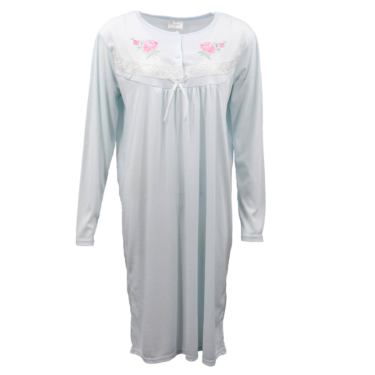 100% Cotton Women Nightie Night Gown Pajamas Pyjamas Winter Sleepwear PJs Dress, Blue, 18