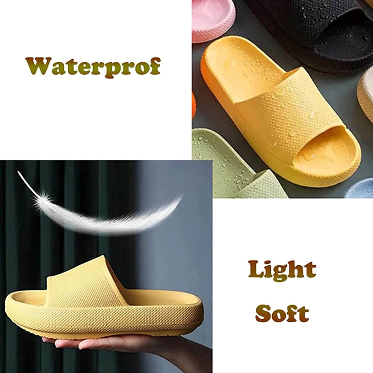 Pillow Slides Sandals Non-Slip Ultra Soft Slippers Cloud Shower EVA Home Shoes, Black, 36/37