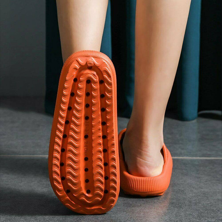 Pillow Slides Sandals Non-Slip Ultra Soft Slippers Cloud Shower EVA Home Shoes, Orange, 36/37