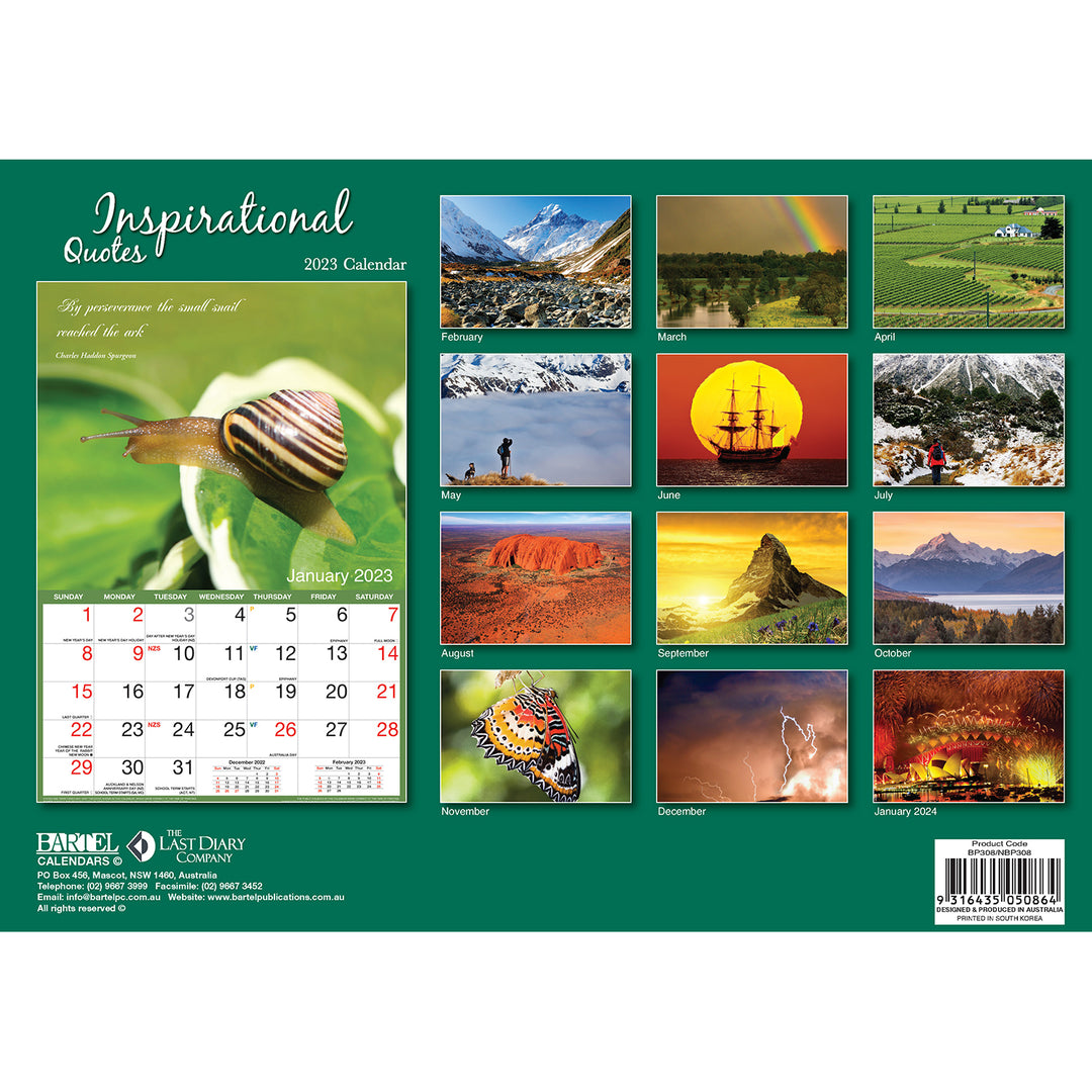 Inspirational – 2023 Rectangle Wall Calendar 16 Months Planner New Year Gift