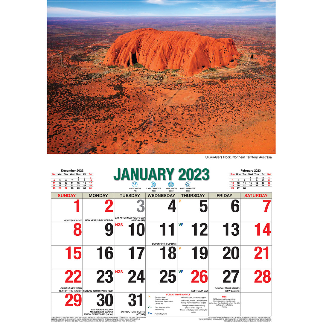 Destinations – 2023 Rectangle Wall Calendar 16 Months Planner New Year Gift