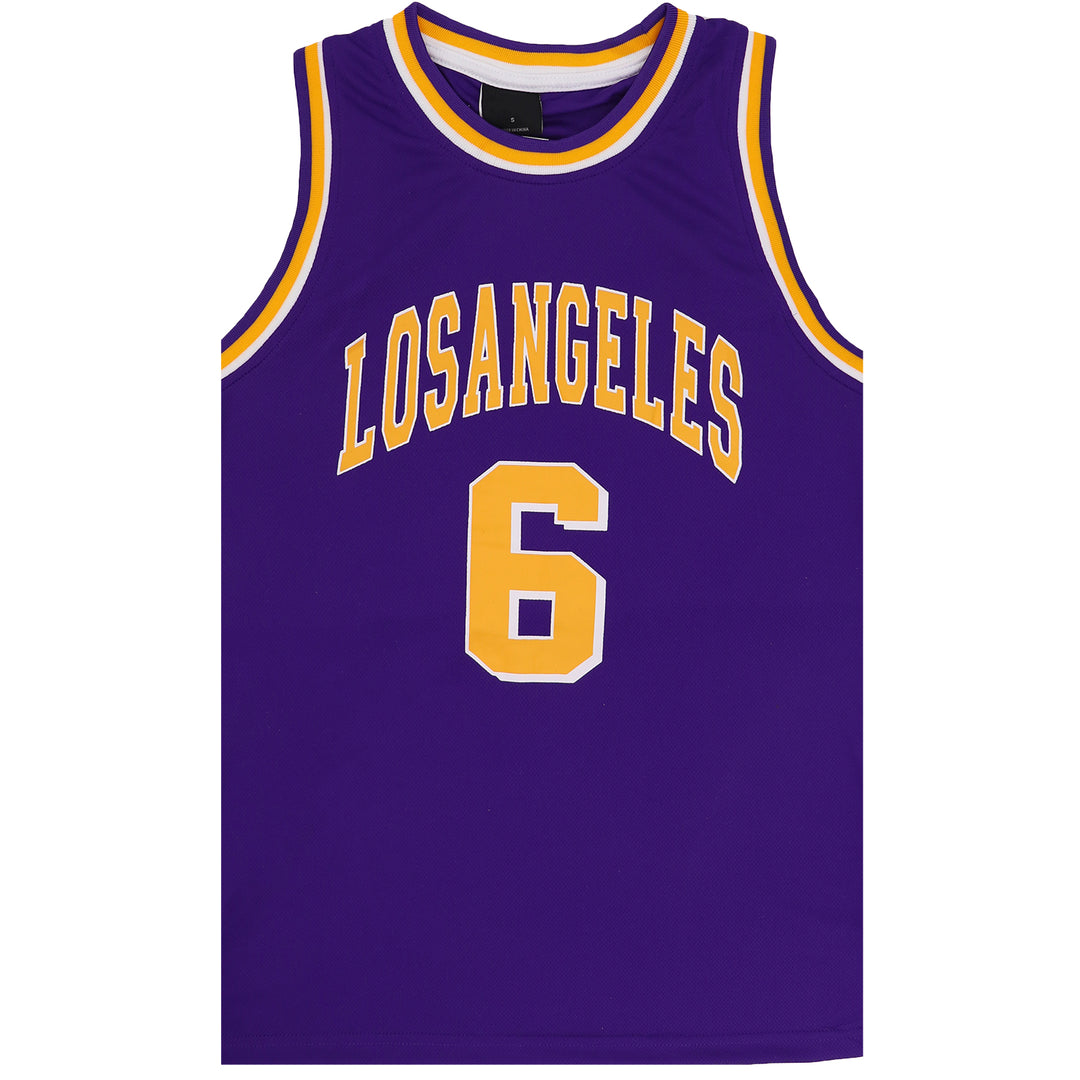 New Men's Basketball Jersey Sports T Shirt Tee Vest Tops Gym Chicago Los Angeles, Purple - Los Angeles 6, M