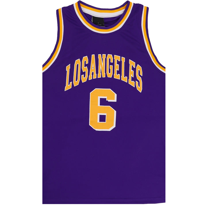 New Men's Basketball Jersey Sports T Shirt Tee Vest Tops Gym Chicago Los Angeles, Purple - Los Angeles 6, L