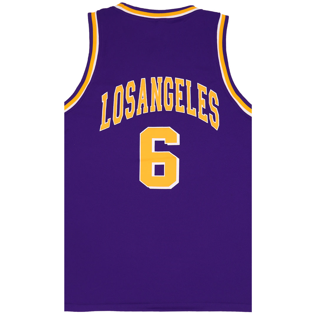 New Men's Basketball Jersey Sports T Shirt Tee Vest Tops Gym Chicago Los Angeles, Purple - Los Angeles 6, L