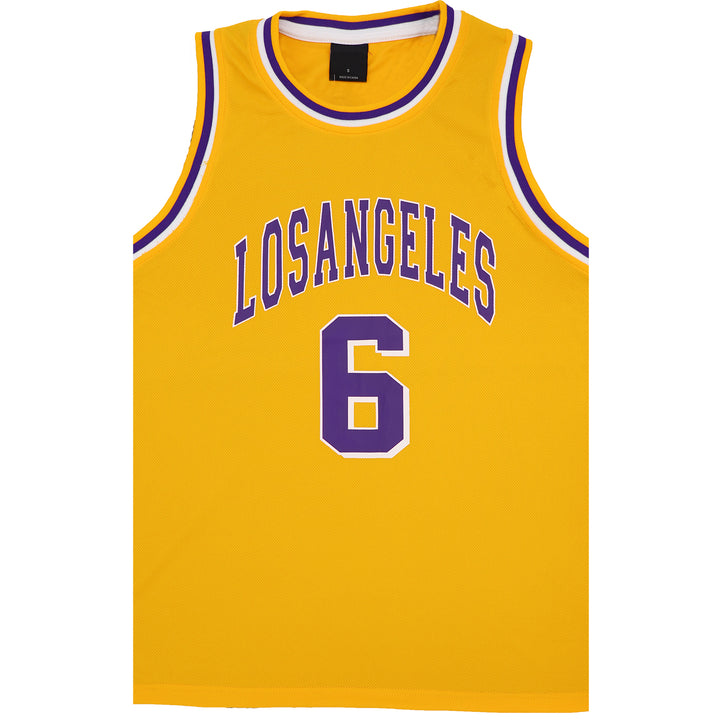 New Men's Basketball Jersey Sports T Shirt Tee Vest Tops Gym Chicago Los Angeles, Yellow - Los Angeles 6, 3XL