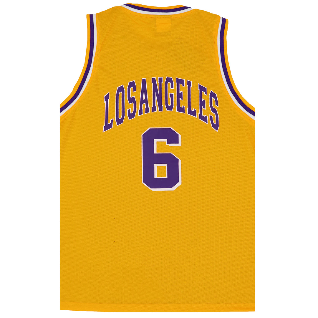 New Men's Basketball Jersey Sports T Shirt Tee Vest Tops Gym Chicago Los Angeles, Yellow - Los Angeles 6, 3XL