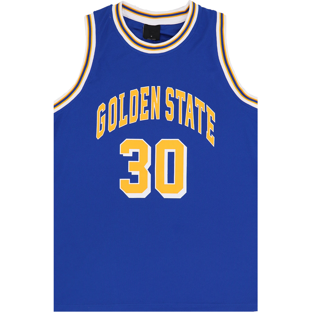 New Men's Basketball Jersey Sports T Shirt Tee Vest Tops Gym Chicago Los Angeles, Blue - Golden State 30, XL