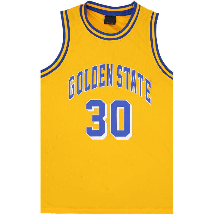 New Men's Basketball Jersey Sports T Shirt Tee Vest Tops Gym Chicago Los Angeles, Yellow - Golden State 30, L