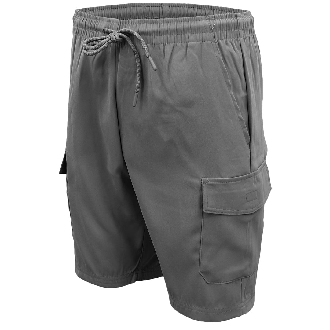 Men's Cargo Shorts 4 Pockets Cascual Work Trousers Active Pants Elastic Waist, Charcoal, XL