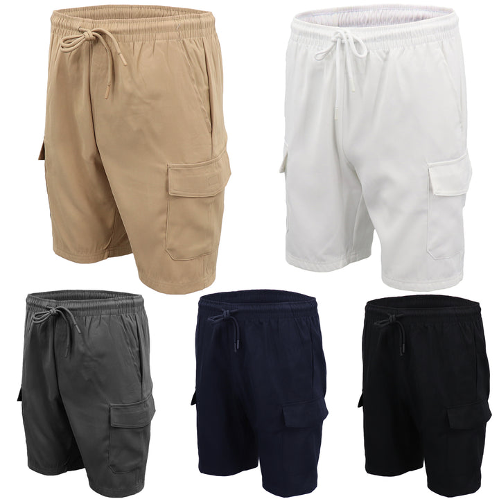 Men's Cargo Shorts 4 Pockets Cascual Work Trousers Active Pants Elastic Waist, Charcoal, 3XL