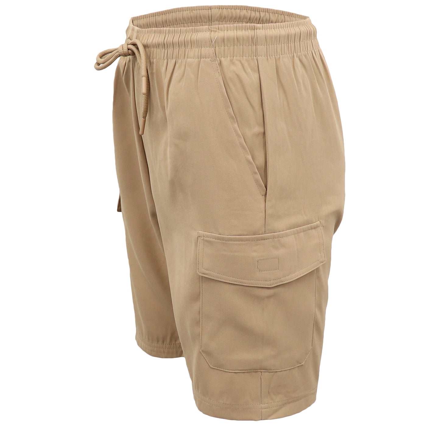 Men's Cargo Shorts 4 Pockets Cascual Work Trousers Active Pants Elastic Waist, Khaki, XL