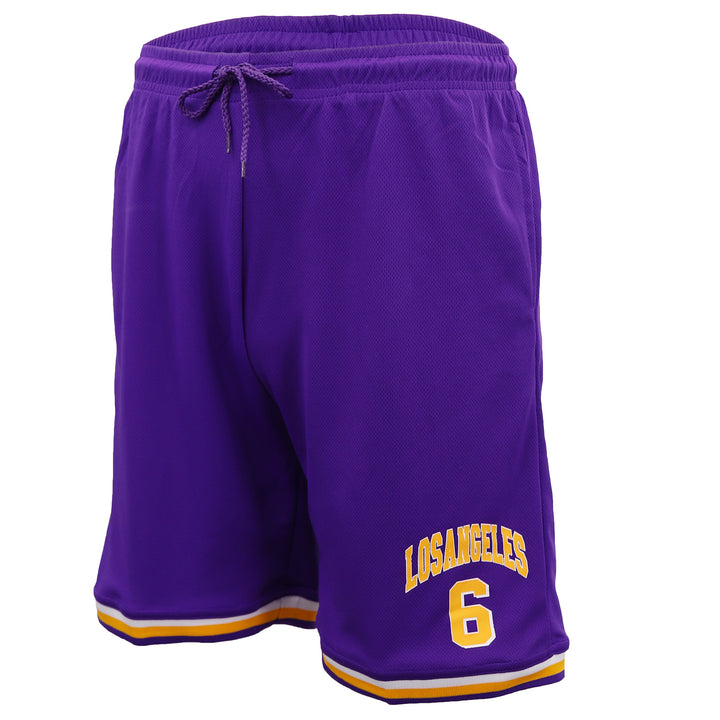 Men's Basketball Sports Shorts Gym Jogging Swim Board Boxing Sweat Casual Pants, Purple - Los Angeles 6, L