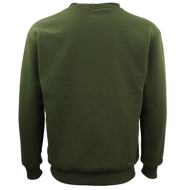 New Adult Unisex Plain Pullover Fleece Jumper Mens Long Sleeve Crew Neck Sweater, Olive, 2XL