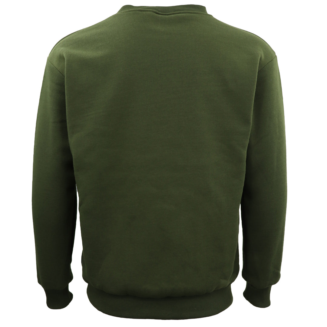 New Adult Unisex Plain Pullover Fleece Jumper Mens Long Sleeve Crew Neck Sweater, Olive, 6XL