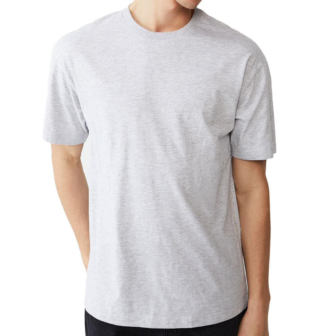 Adult 100% Cotton T-Shirt Unisex Men's Basic Plain Blank Crew Tee Tops Shirts, Grey, L