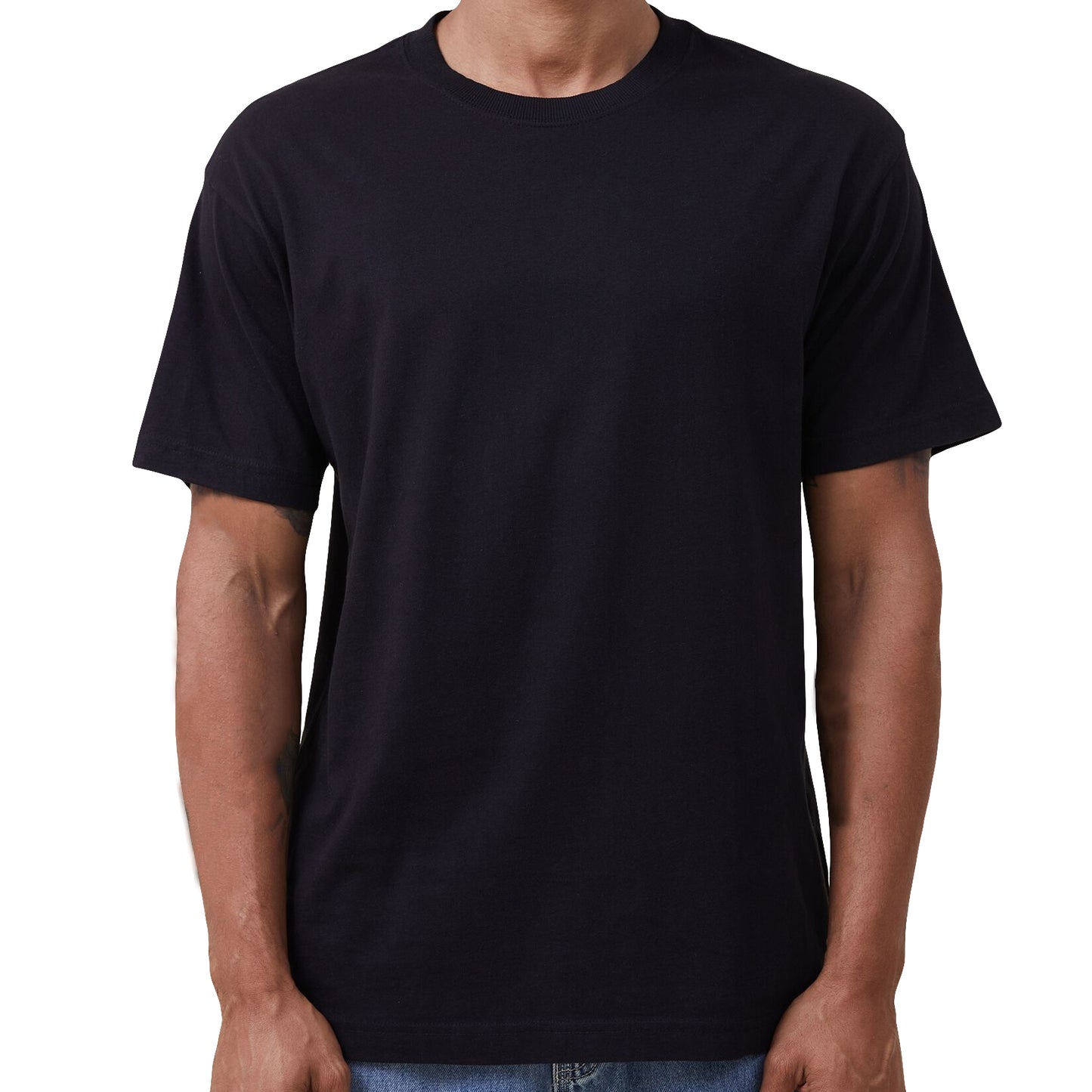 Adult 100% Cotton T-Shirt Unisex Men's Basic Plain Blank Crew Tee Tops Shirts, Navy, XL