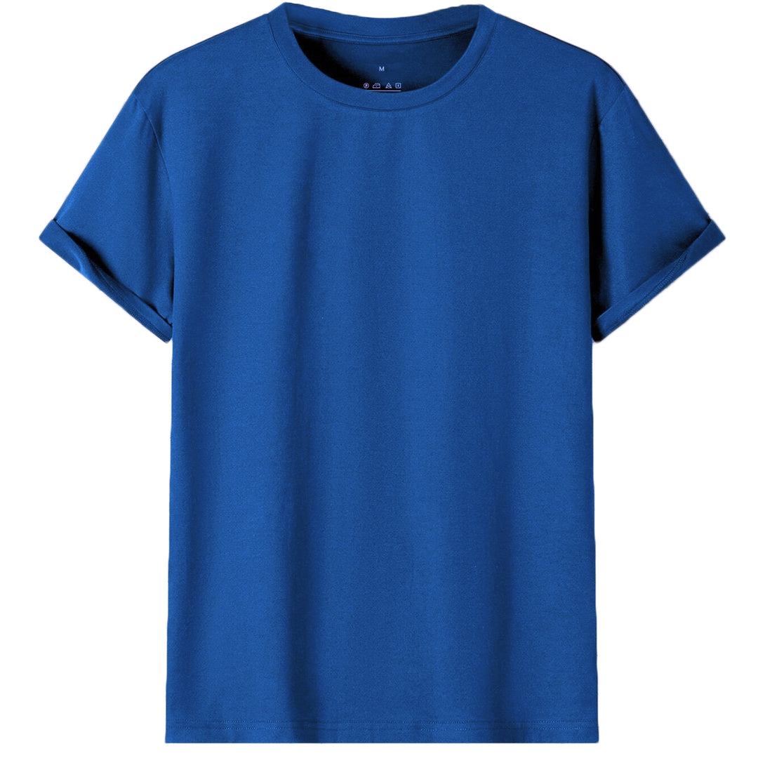 Adult 100% Cotton T-Shirt Unisex Men's Basic Plain Blank Crew Tee Tops Shirts, Royal Blue, XL