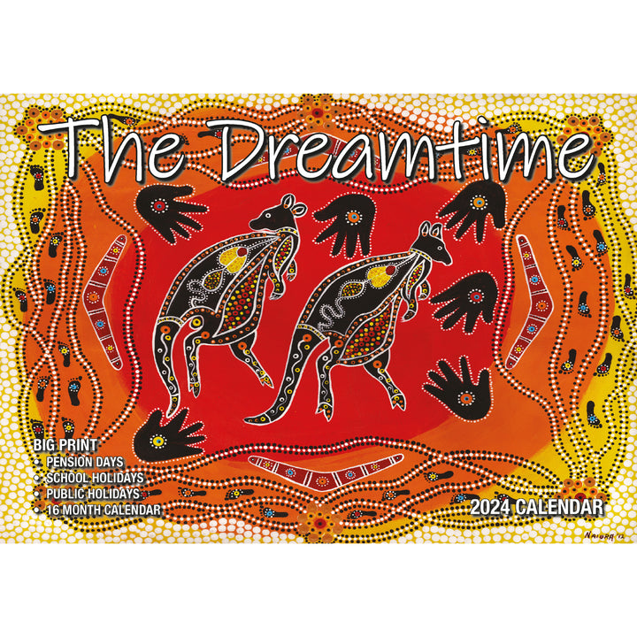 The Dreamtime - 2024 Rectangle Wall Calendar 16 Months Aboriginal Art New Year