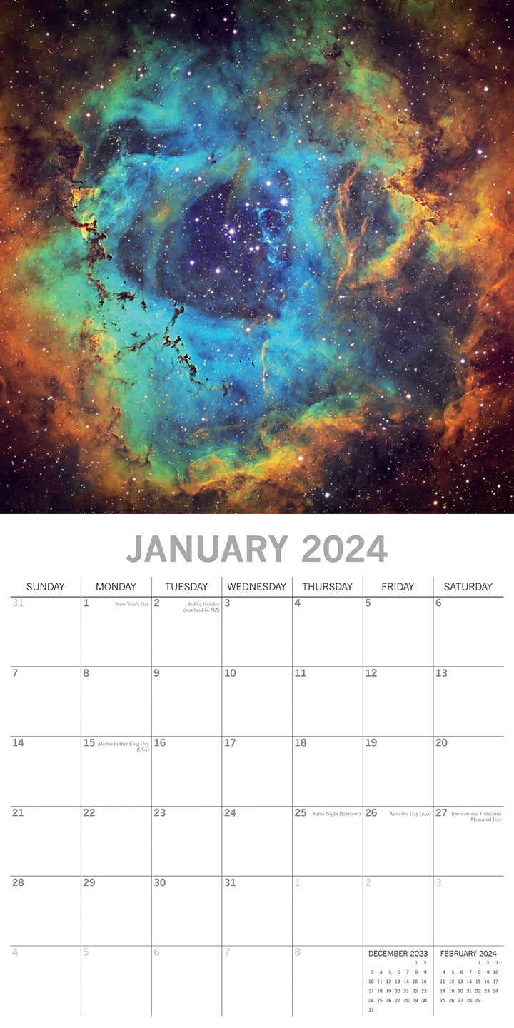 Space 2024 Square Wall Calendar 16 Month Premium Planner Christmas New Year Gift