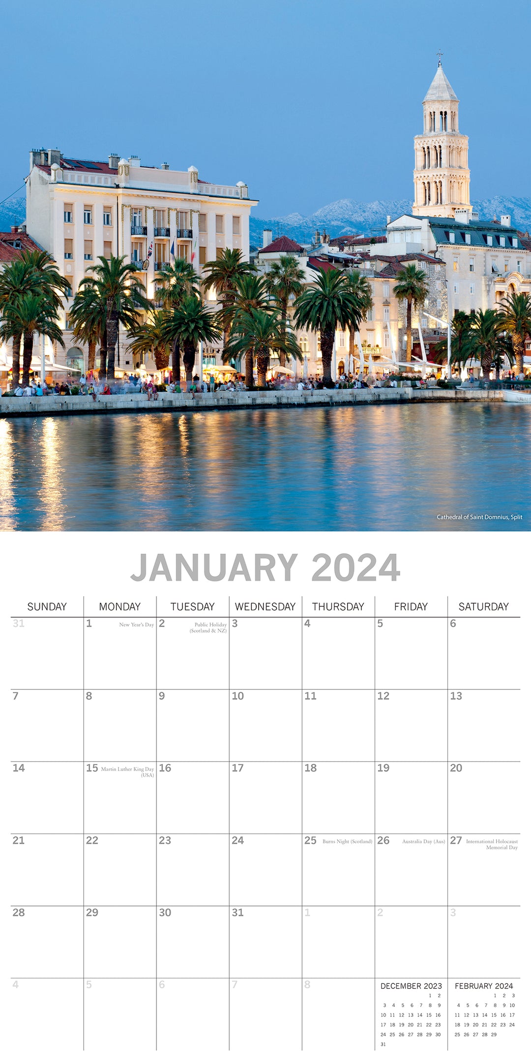 Croatia - 2024 Square Wall Calendar 16 Months Premium Planner Xmas New Year Gift