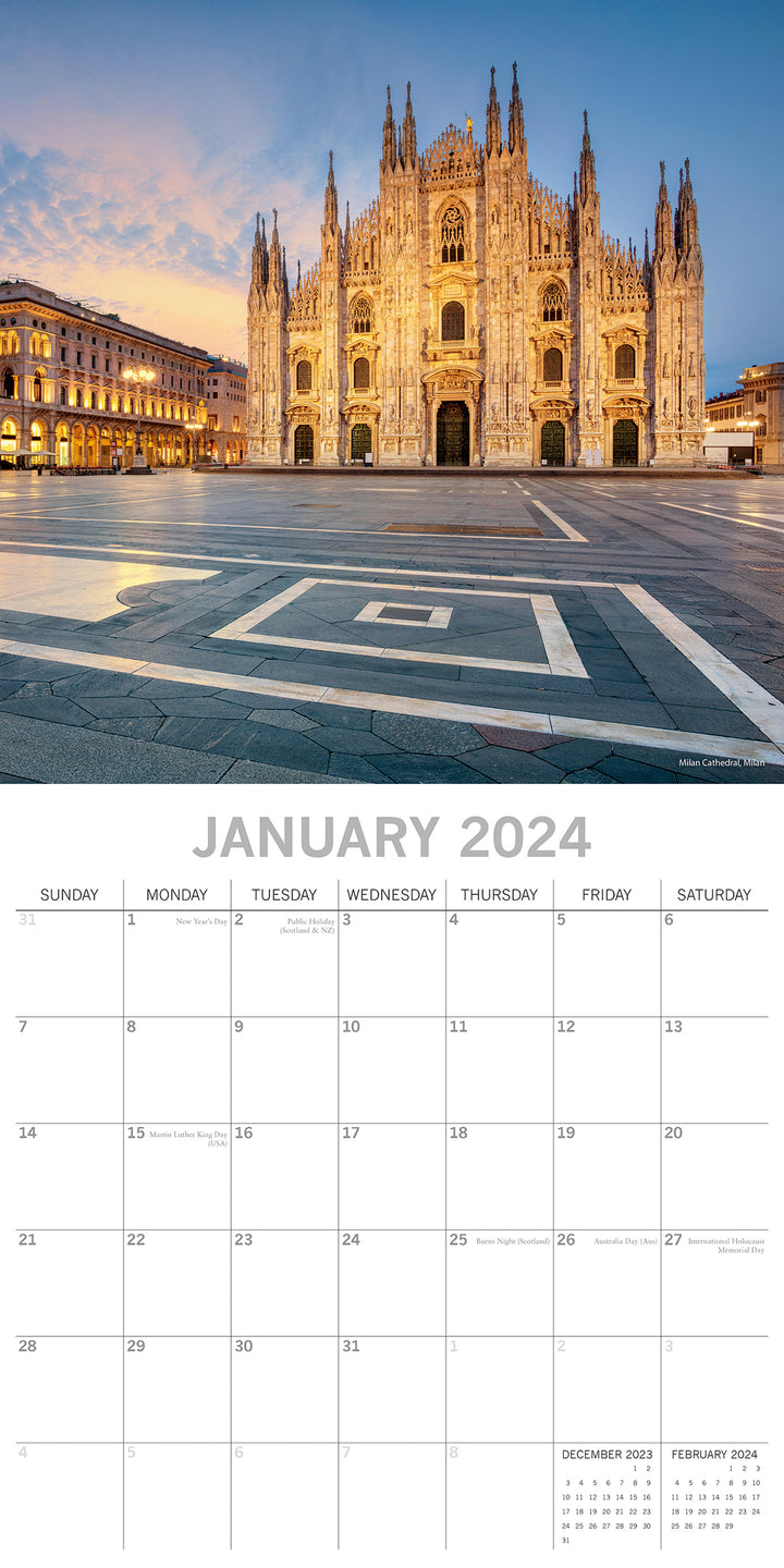 Italy 2024 Square Wall Calendar 16 Month Premium Planner Christmas New Year Gift