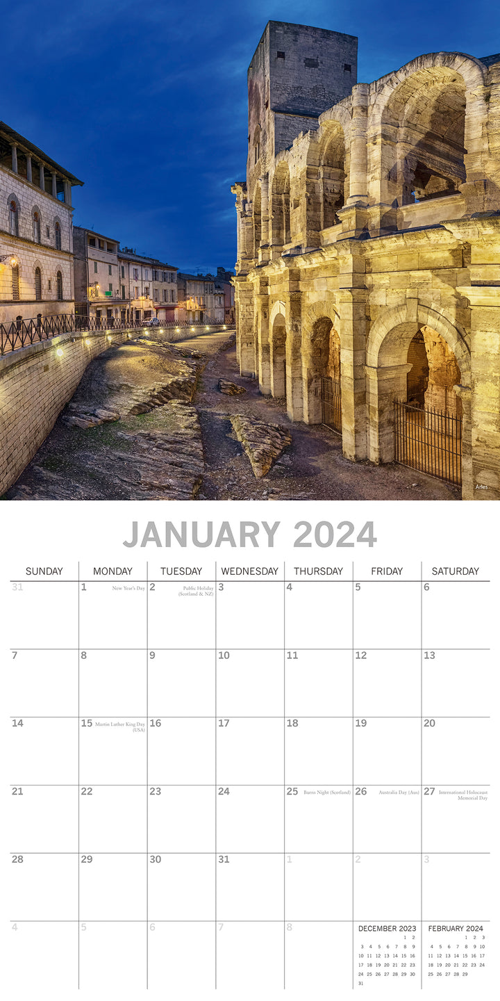 Provence - 2024 Square Wall Calendar 16 Month Premium Planner Xmas New Year Gift