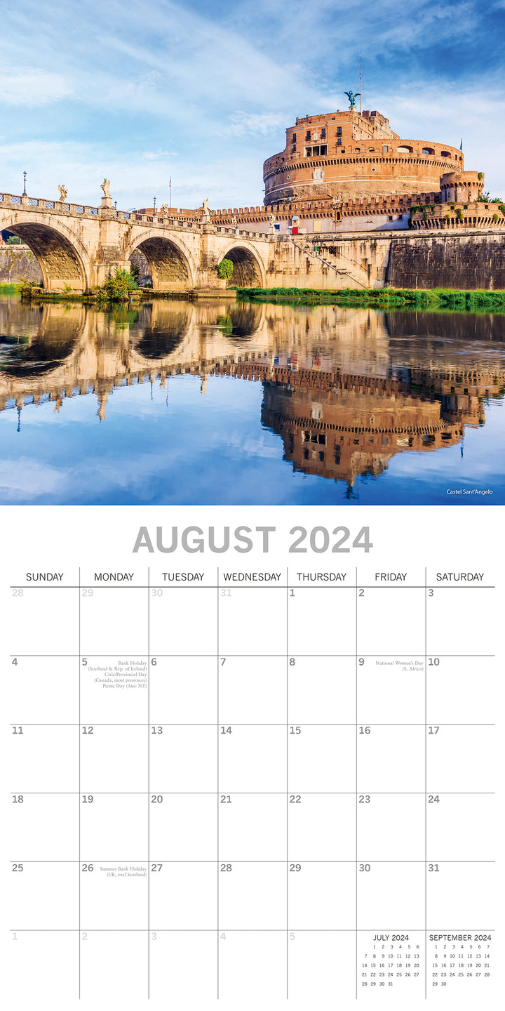 Rome 2024 Square Wall Calendar 16 Months Premium Planner Christmas New Year Gift