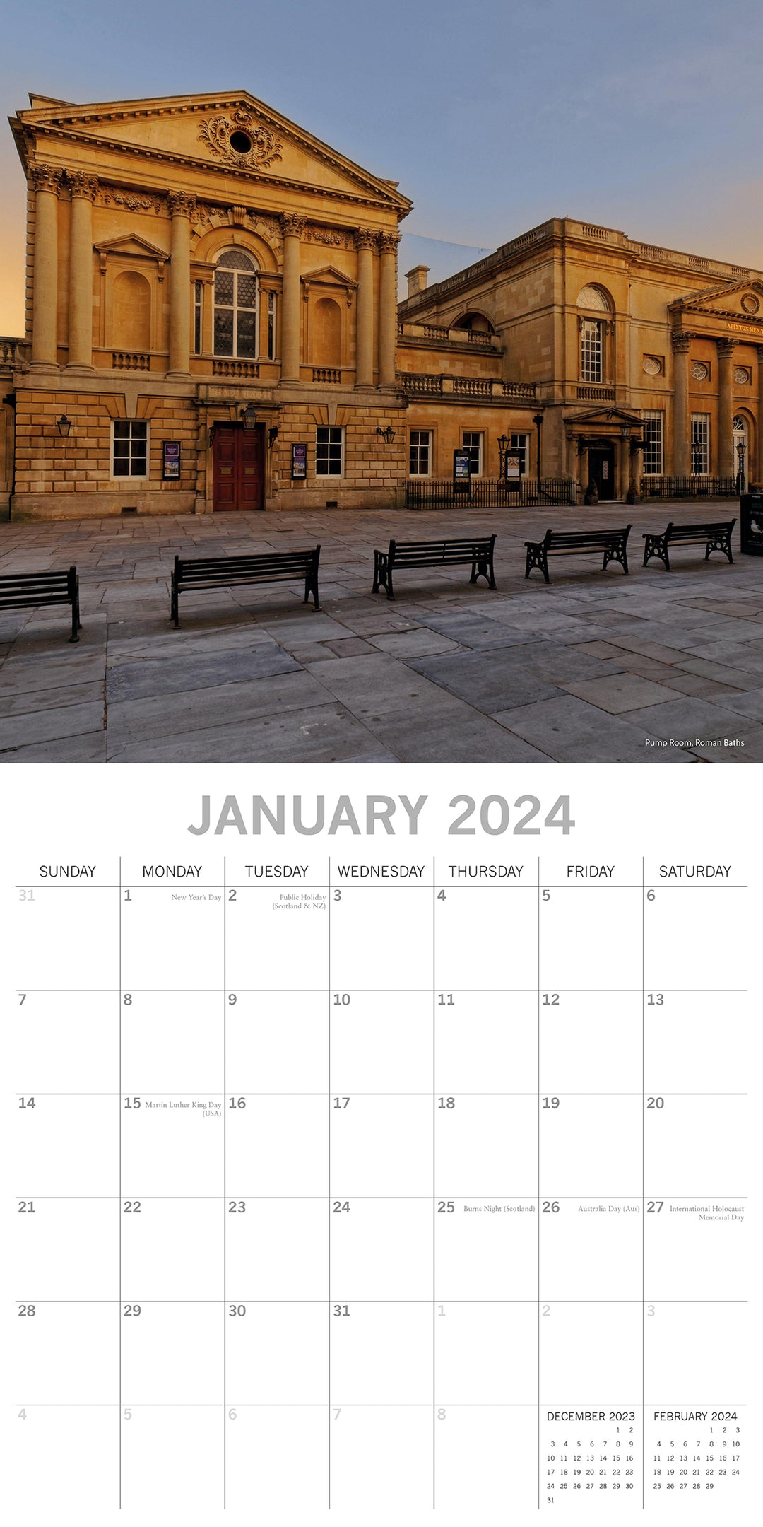 Bath 2024 Square Wall Calendar 16 Months Premium Planner Christmas New Year Gift