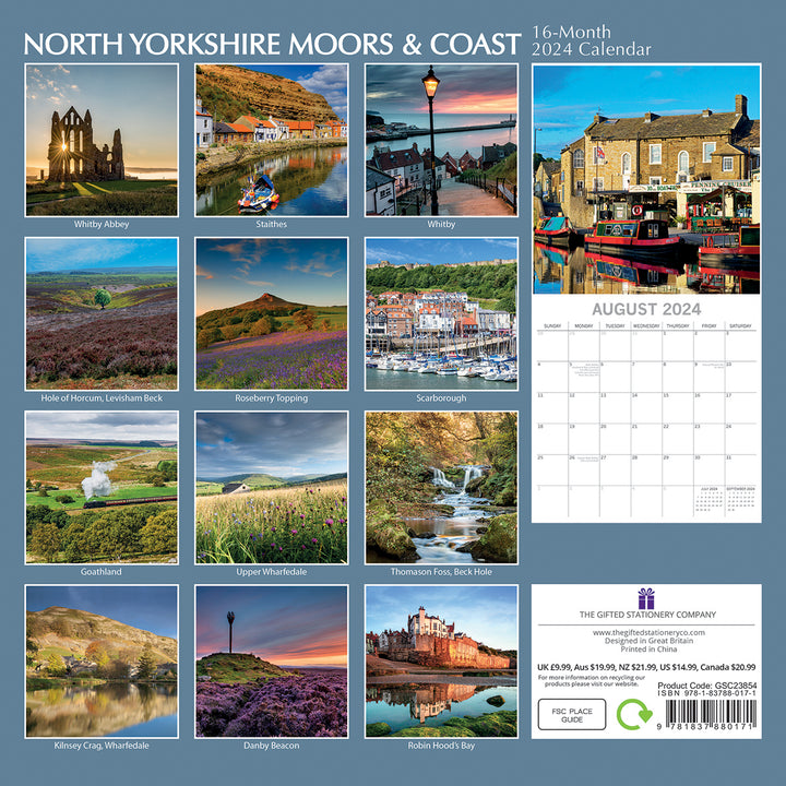 North Yorkshire - 2024 Square Wall Calendar 16 Months Planner Xmas New Year Gift