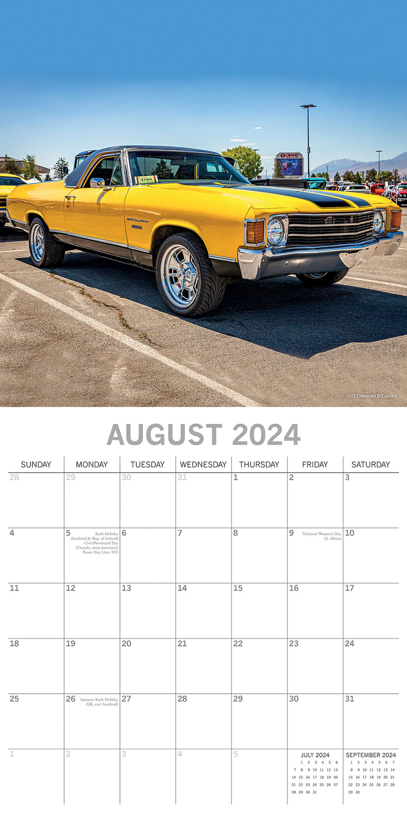 American Muscle Cars - 2024 Square Wall Calendar 16 Months Planner New Year Gift