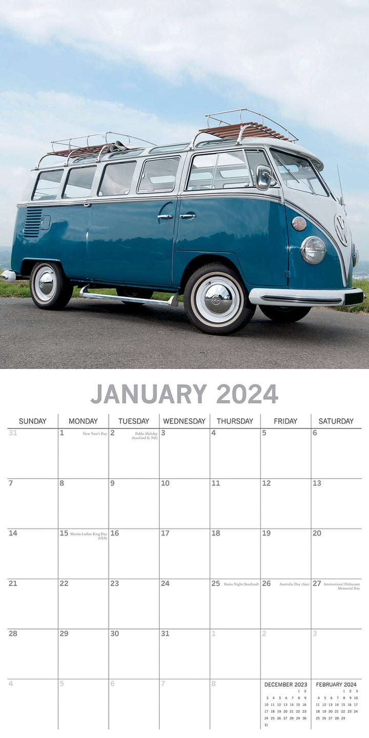 Camper Vans - 2024 Square Wall Calendar 16 Month Planner Christmas New Year Gift