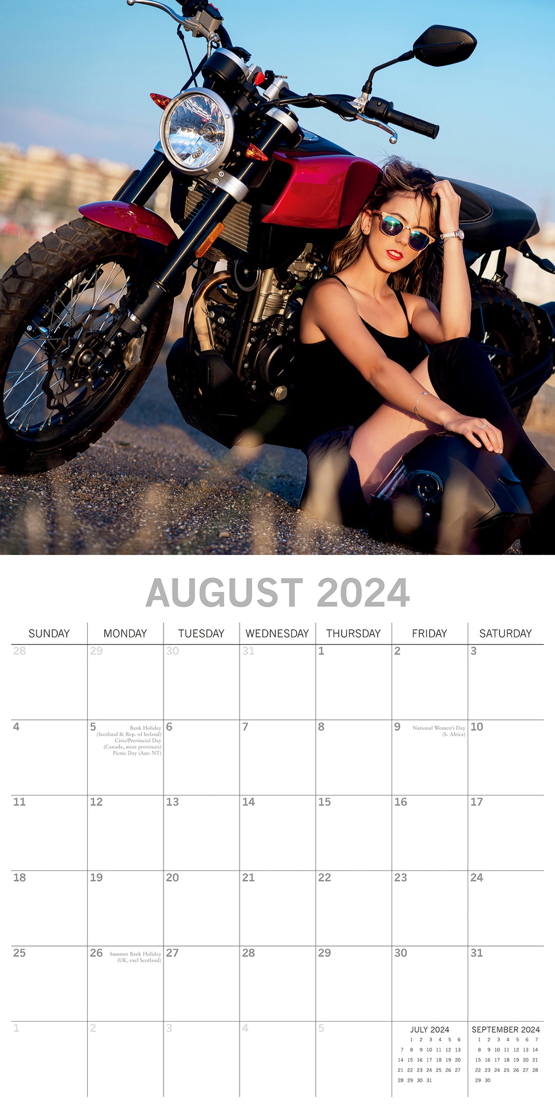 Biker Babes - 2024 Square Wall Calendar 16 Month Planner Christmas New Year Gift