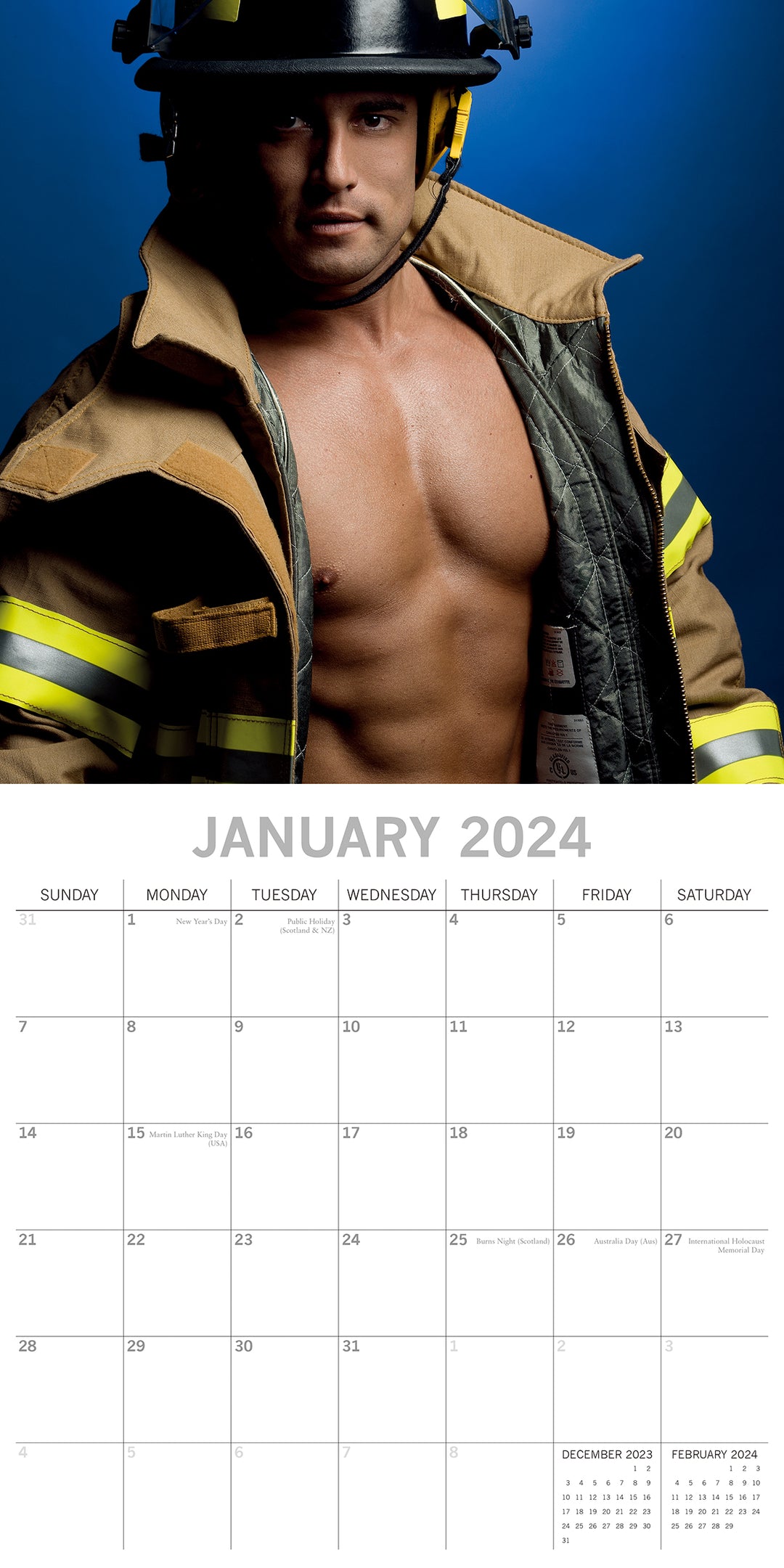 Firefighters 2024 Square Wall Calendar 16 Months Planner Christmas New Year Gift